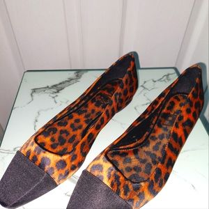Zara Satin Leopard Print Flats